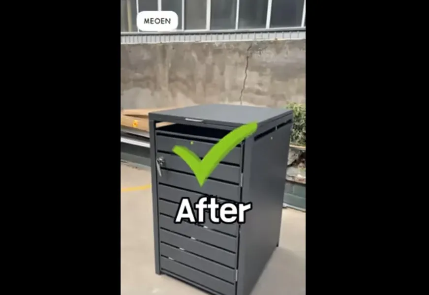 Dirty plastic trash can vs Clean steel trash can bin!