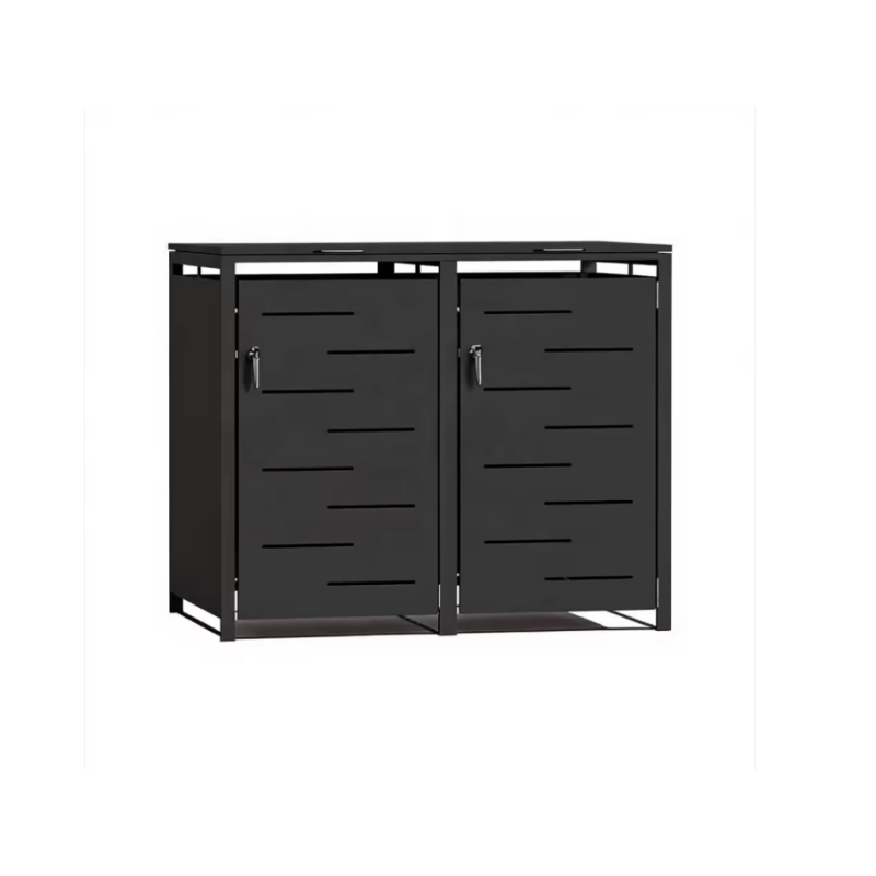 Double-Door Trash Can Enclosure With Lock