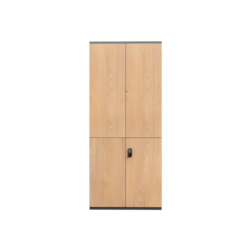 Four-door Wood Grain Transfer Steel Uneven-Sized Double-Section Cabinet with Password Lock