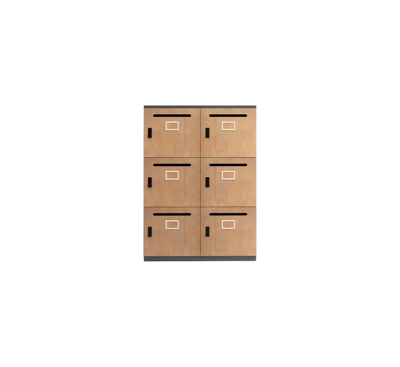 6-Door Wood Grain Transfer Lockable Steel Mailbox
