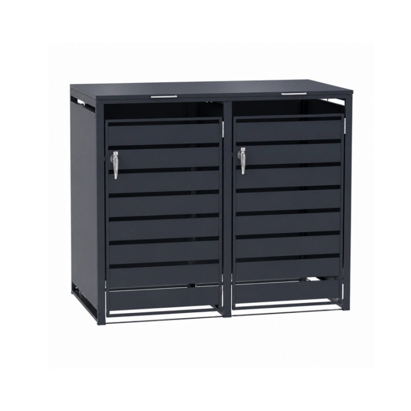 Double-Door Trash Can Enclosure with Lock