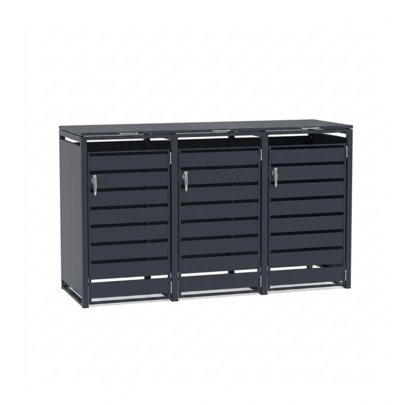 Triple-door Steel trash Can Enclosure with Lock