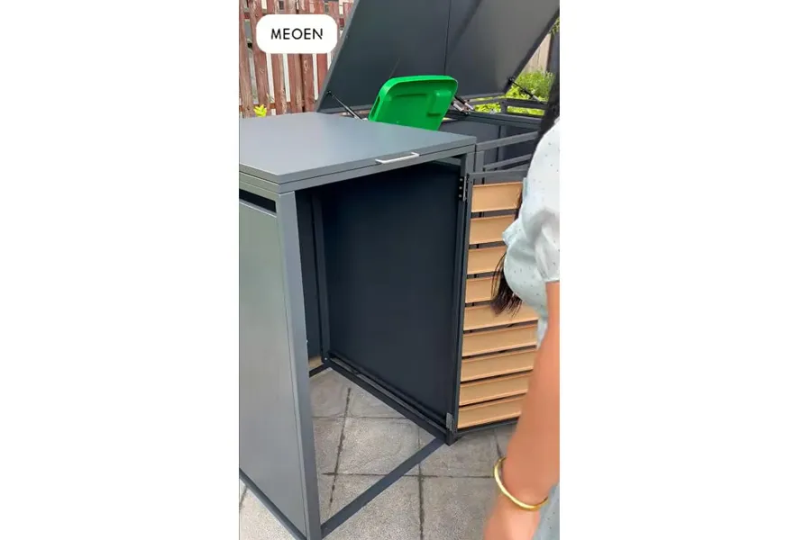 Single-door Trash can enclosure withtransfer printingwood tesxture